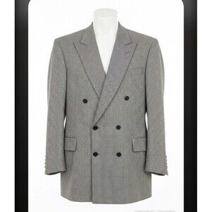 Paul Stuart Men’s Black/houndstooth Double Breasted Wool Size 42 R Vintage